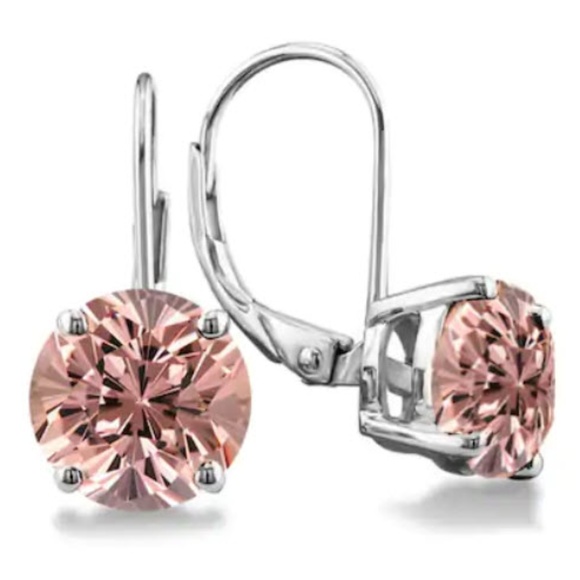 Jewelry - 3.00 CTTW Morganite Round-Cut Leverback Earrings